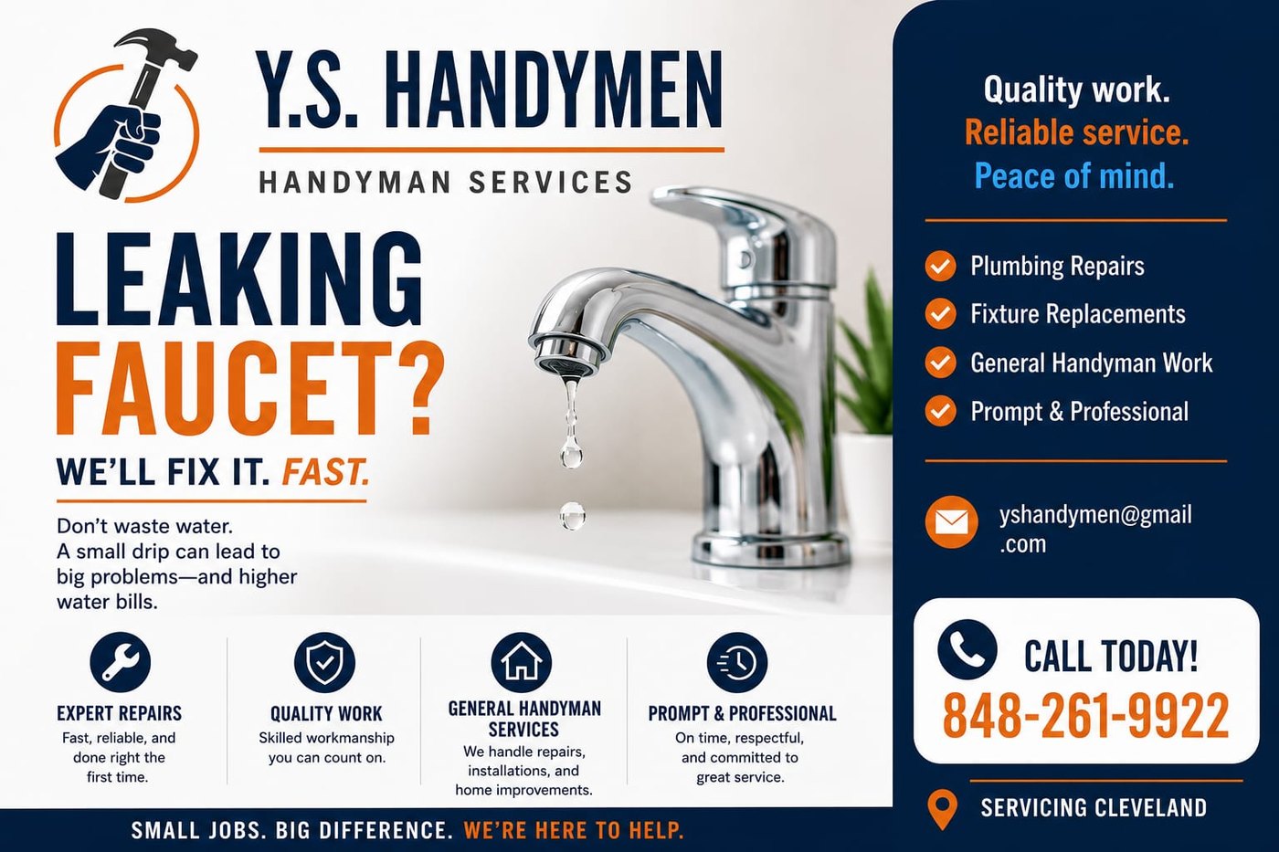 Y.S. Handymen — leaking faucet repair service